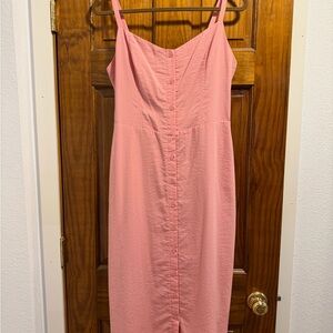 Kittenish Pink Button-Front Midi Dress